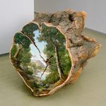 Cut Logs with Landscapes Painted On